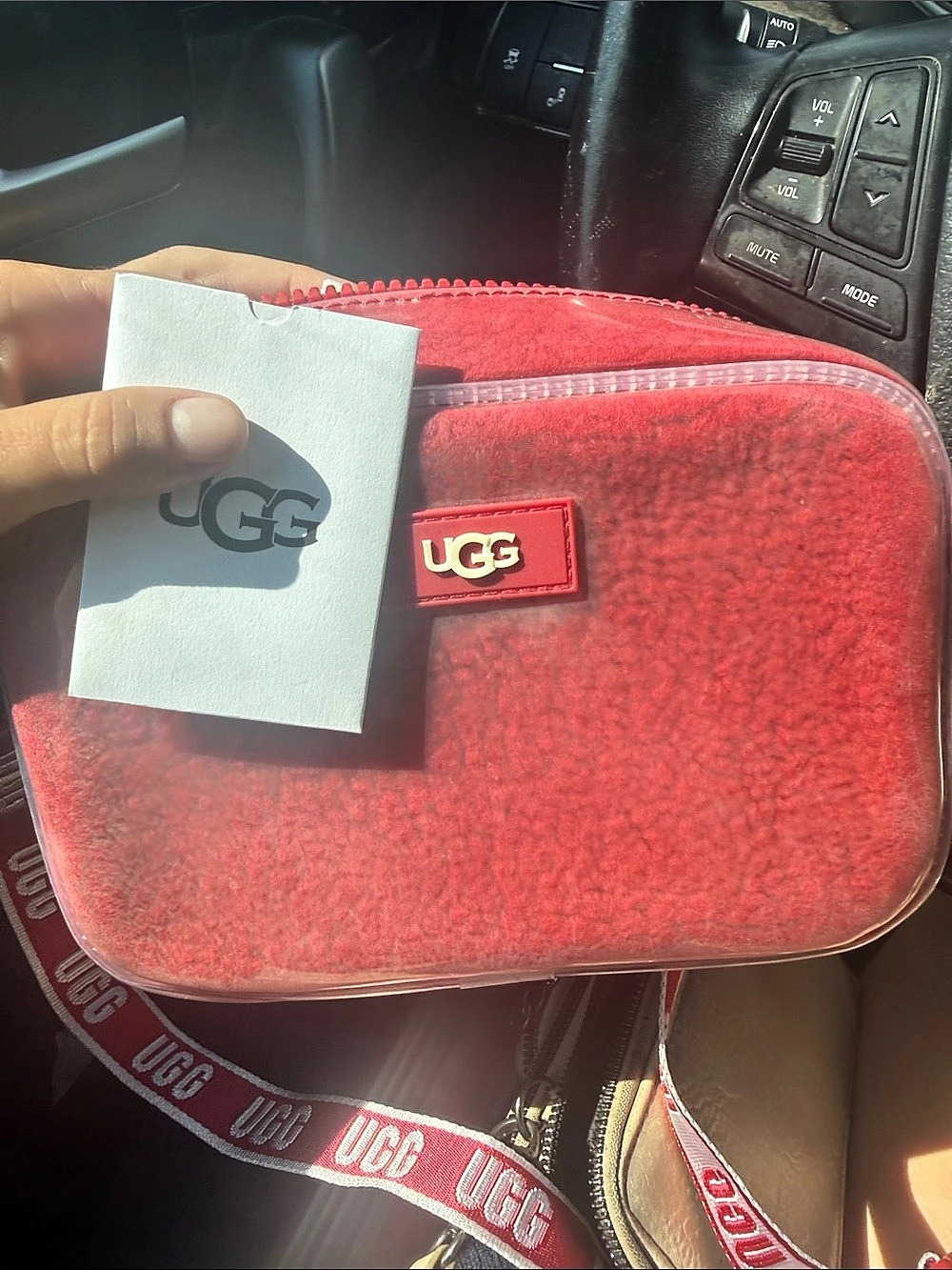 UGG Janey II Clear Crossbody Bag Red NWT